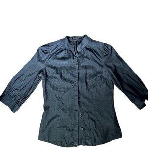 CLUB Monaco navy blouse collarless 3/4 sleeves